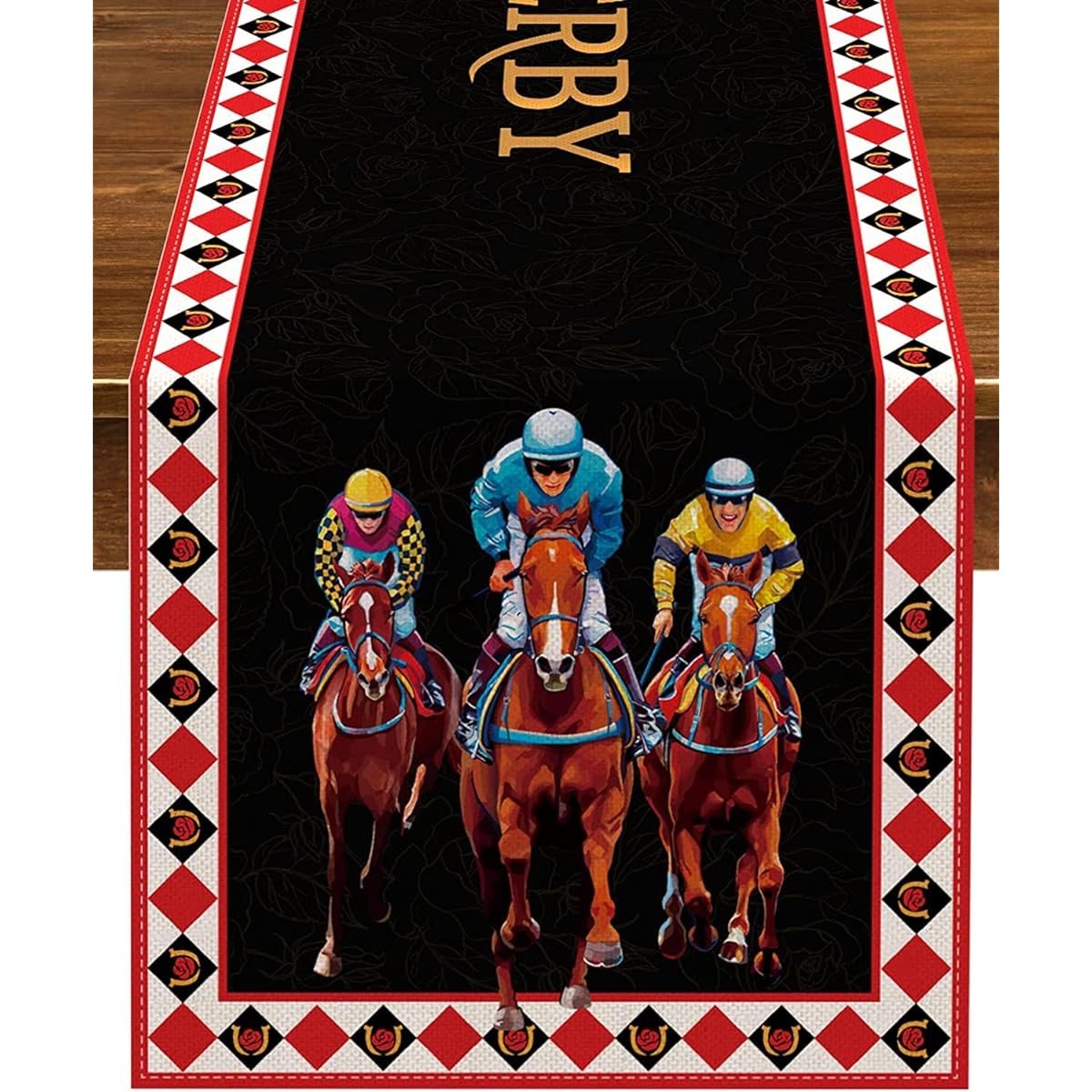 Nepnuser Kentucky Derby Table Runner Churchill Downs Horse Racing Theme Party Decorations Rose Home Kitchen Dining Room Decor (13" x 108")