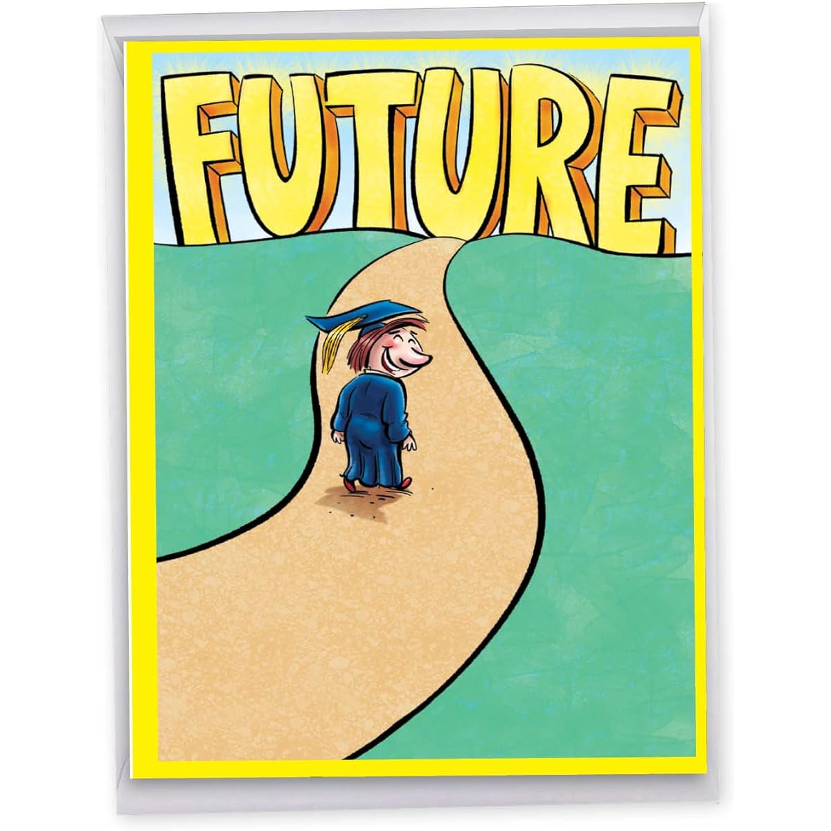 NobleWorks Big Future - Graduation Card with Envelope (Letterhead 8.5" x 11") - Graduate On Road Ahead J3151GDG-US