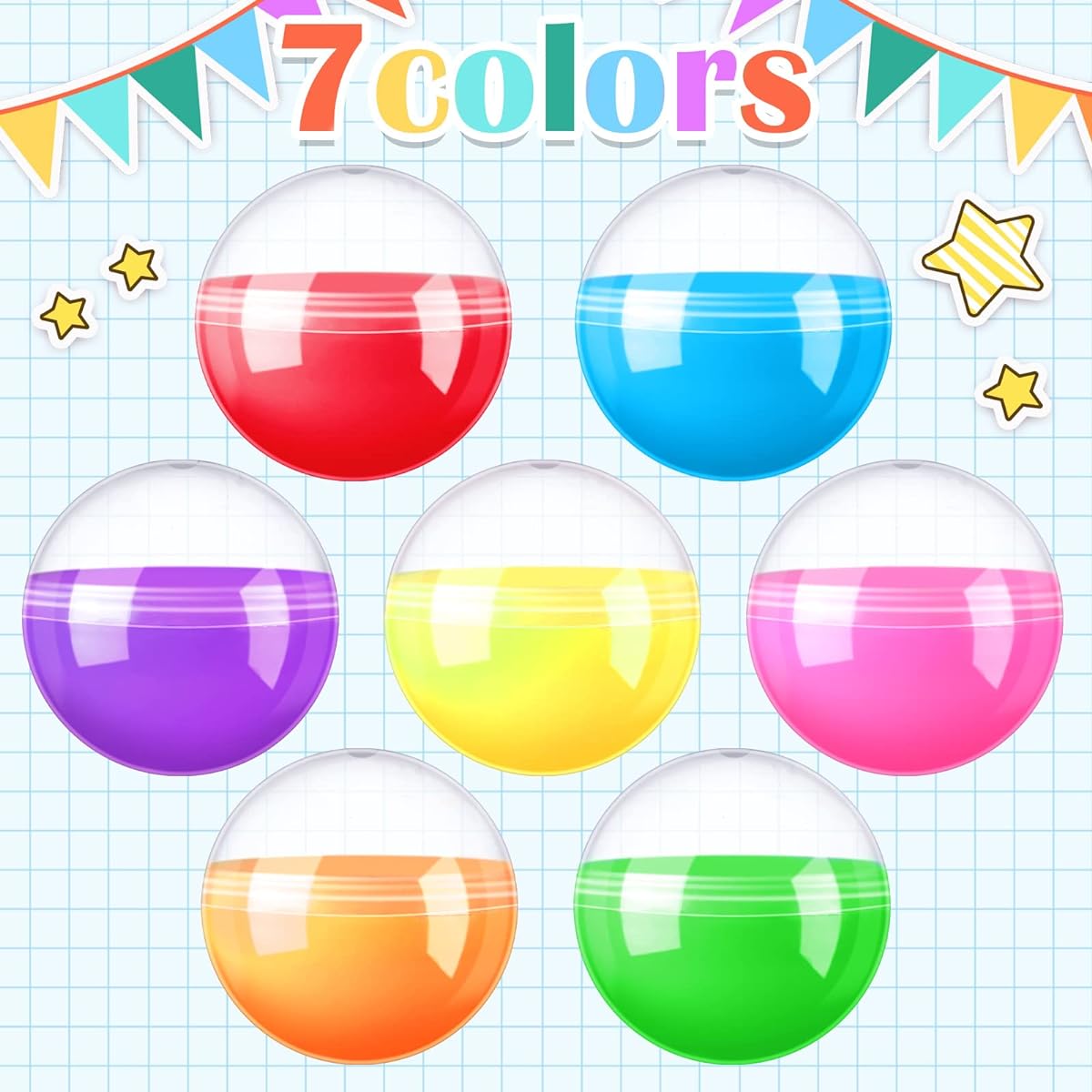 Sosation Gumball Vending Machine Capsules 150 Pieces Empty Clear Color Round Capsules Random Color Plastic Containers Toy Capsules for Prizes Party Favors (1.3 Inch)