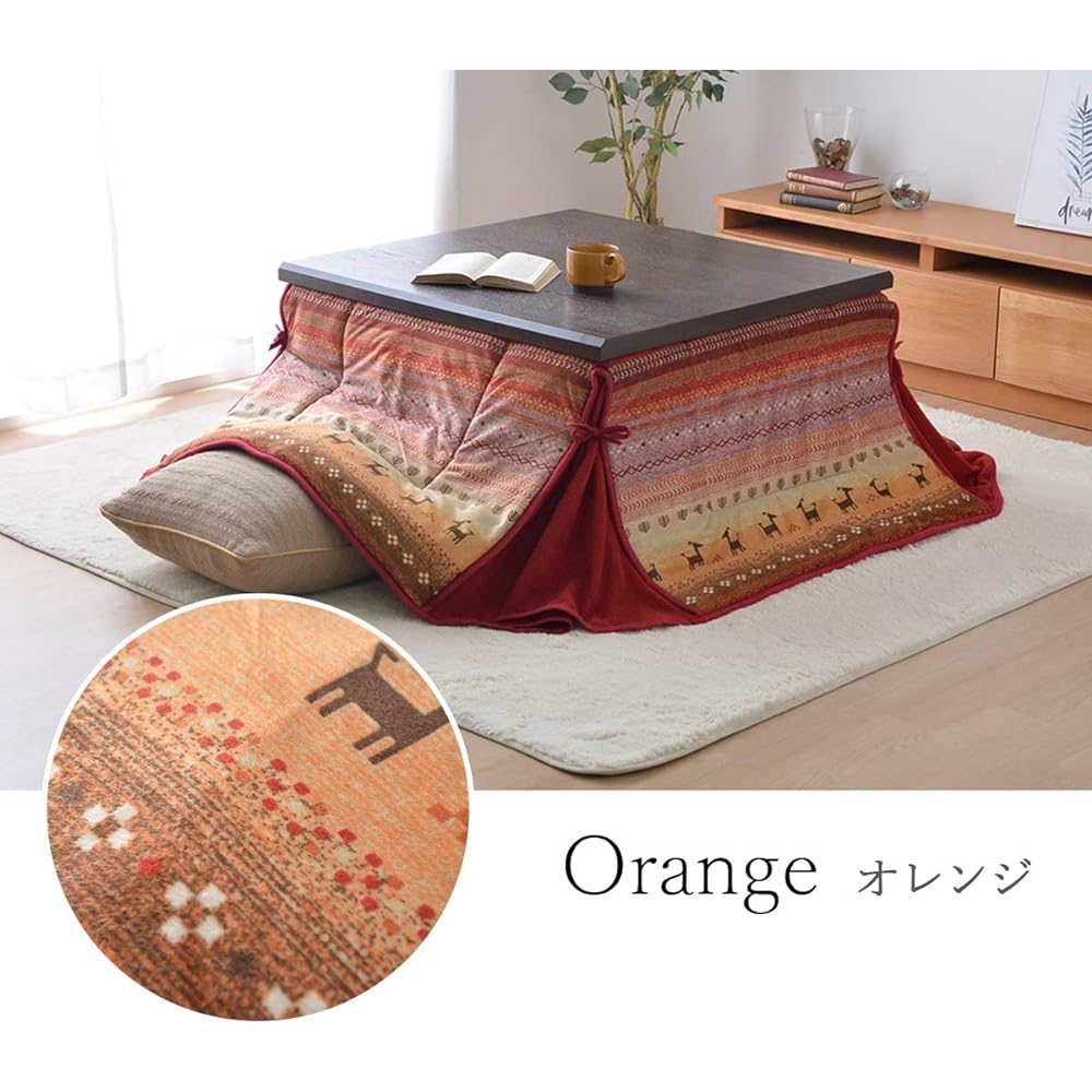 Ikehiko Kotatsu Comforter Rectangle Ladi Approx. 180 x 220cm Orange Space Saving #5559149