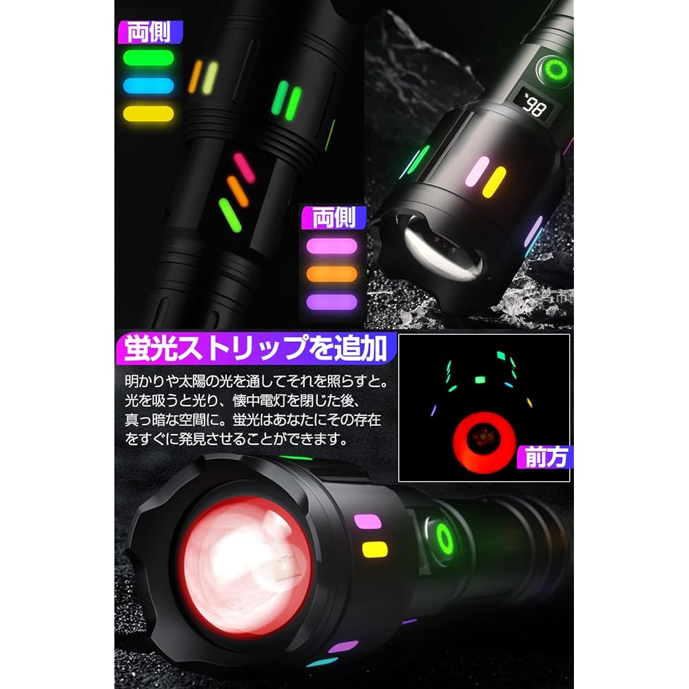 (2023 Latest Digital Electricity) Flashlight, Military, Strongest, Ultra Bright, 95,0000 Lumens, Penlight, Type-C USB Rechargeable, LED Light, 9,000 M, Ultra Long Fire, Super Strong, Handy, Bright, 5