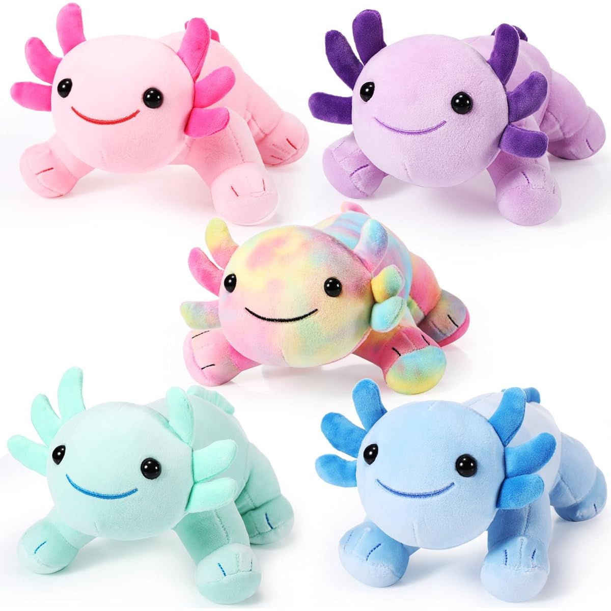 Libima 5pcs 12'' Axolotl Plush Toy Axolotl Stuffed Pillow Doll Cute Soft Axolotl Toy Axolotl Birthday Gift Home Decoration Blue Pink Purple Green Tie Dye