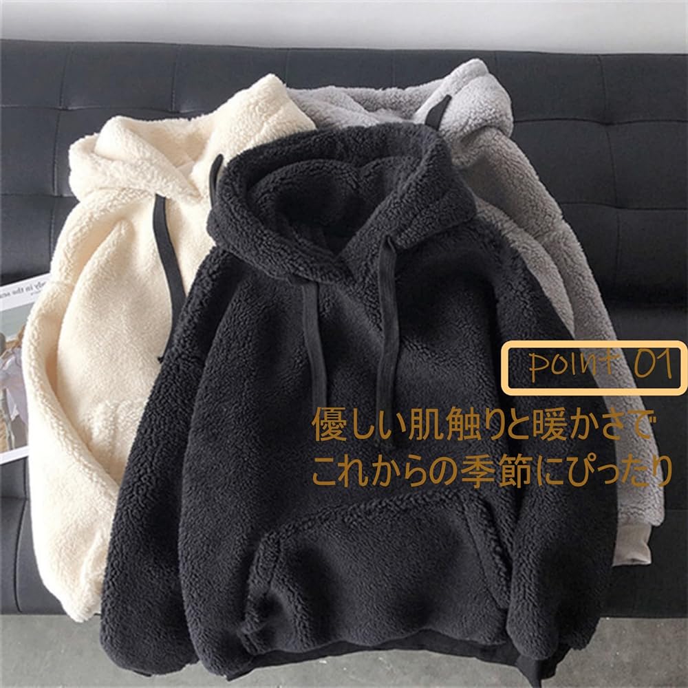 [1/2style] Nibun Noichi Style Parka Boa Fleece Casual Fluffy Hooded Women's