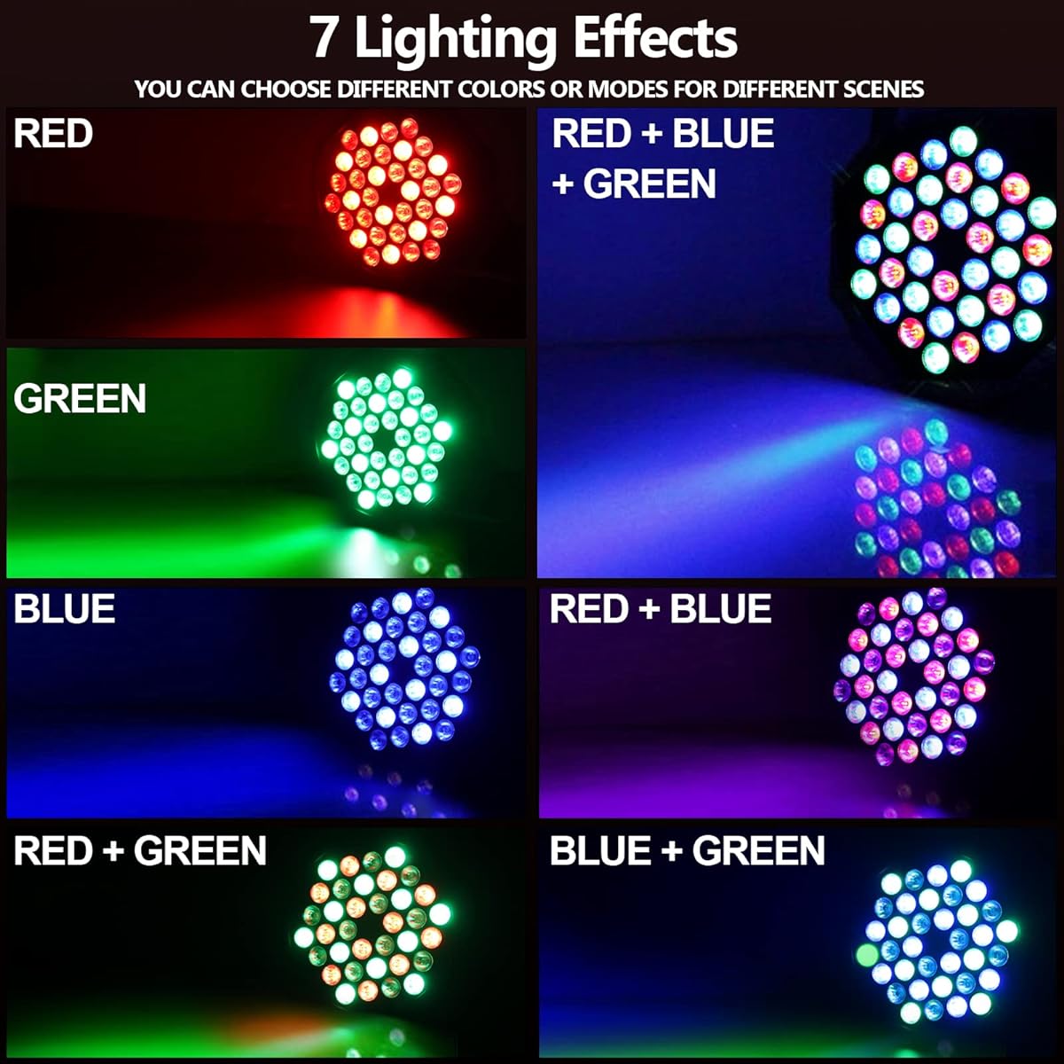36 LED Par Can Light RGB Stage Light 9 Modes DJ Light Stage Lighting Uplight Sound Activated Remote Control & DMX Control Uplight for Event/Wedding Party (4 Pack)