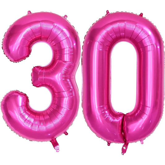 40 Inch Number Balloons 30 Hot Pink Helium Foil Number 30 Balloons Large Number Balloons Age Balloons for Boys Girls Birthday Party Wedding Anniversary Decoration Supplies (Digit 30)