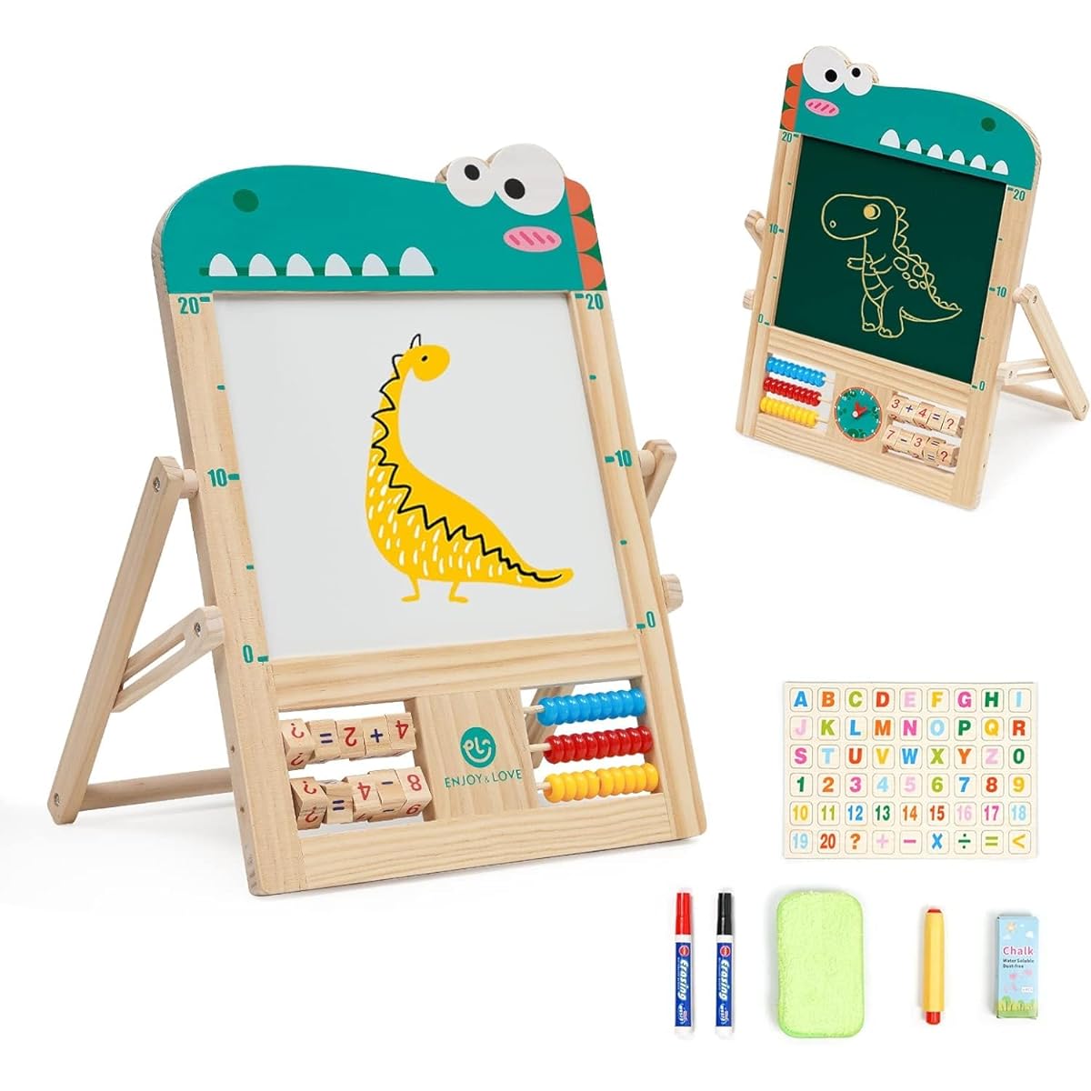 Children's Wooden Easel Dinosaur Pattern Tabletop Easel