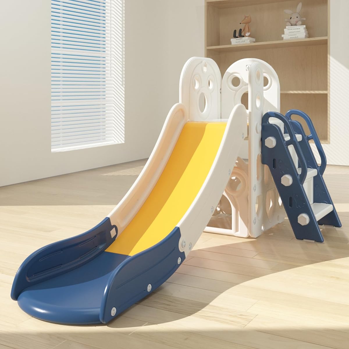 CHIIRAKU Mickey Slide, Folding Kids Slider, Indoor Children's Playground Equipment, Easy to Assemble, Convenient to Store, Birthday, Christmas, Gift, Load Capacity 60kg, 150cm, 1 Year and Up (Red, Small)