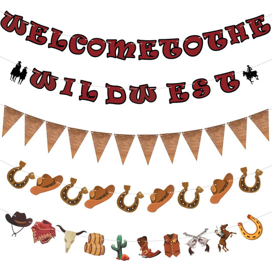 5 Piece Western Party Decorations Wild West Party Decorations Cowboy Banner Western Cowboy Theme Banner Rodeo Decorations Cowboy Decorations Kids Cowboy Birthday Party Cowboy Party Favors