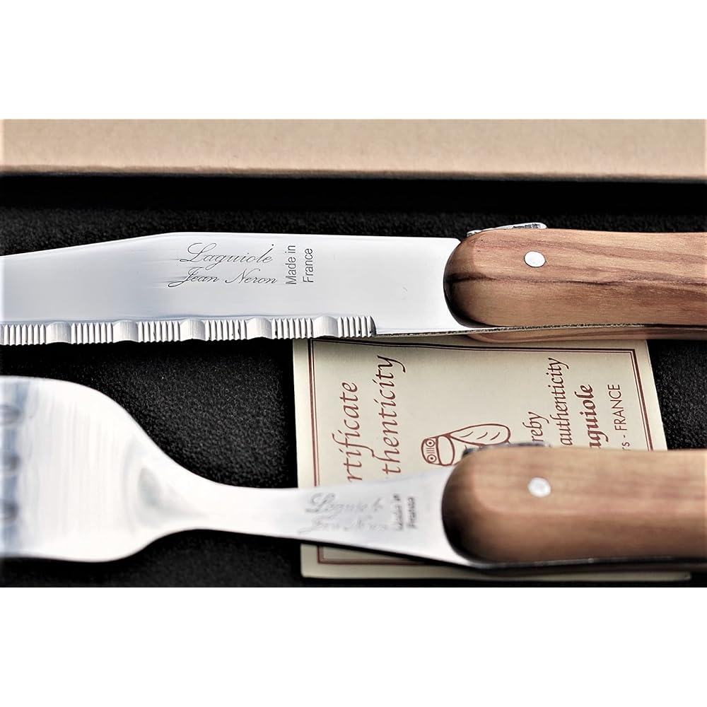 Raieur Olive Handle Dinner Knife and Fork Set in Gift Box