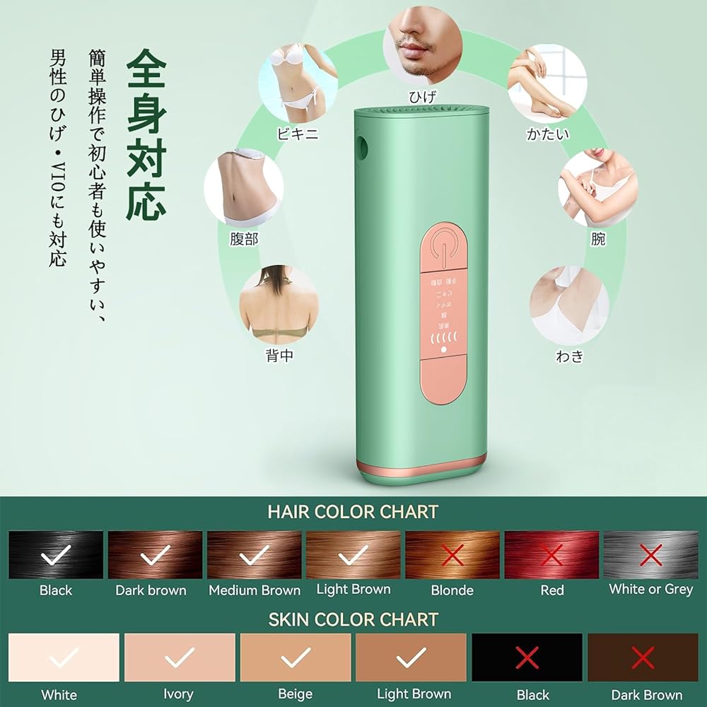 IPL Vapaka Optical Epilator, VIO Compatible, For Home Use, Epilator, Lightweight, 5 Level Adjustment, Women's, Home, Men's, Continuous Irradiation, Whole Body Care, Light Beauty Device, For Face,