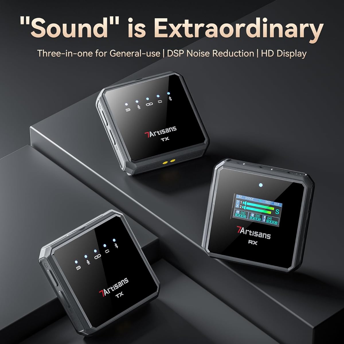 7artisans wireless clip microphone, 100m long distance wireless transmission, 20H battery life and noise reduction, safe music, compatible camera/iPhone/Android/real-time streaming