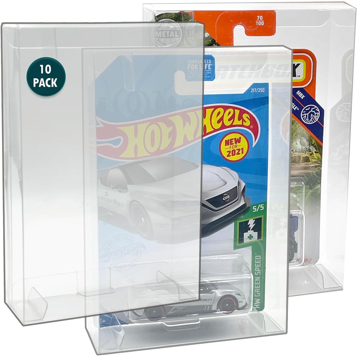 MALKO Hot Wheels & Matchbox Protector Display Case for Carded Mainline Diecast Cars - Pack of 10 | Assembly Required