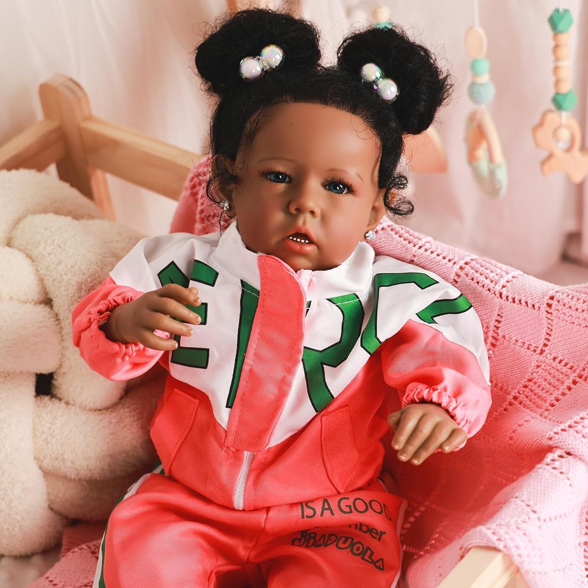 Rebornova Reborn Baby Doll Black Girl African American 20 Inch Realistic Newborn Doll Lifelike Soft Body with Silicone Hands and Feet Birthday Gift Set for Ages 3+