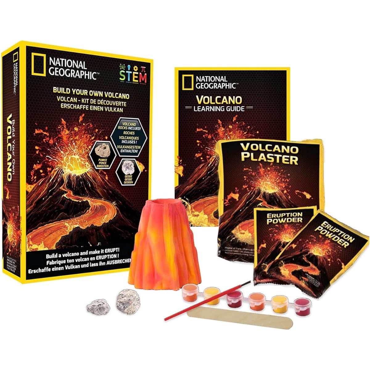 National Geographic Volcano Science Kit – Build an Erupting Volcano with This Volcano Kit for Kids, Multiple Eruption Experiments to Try, Great for Science Projects