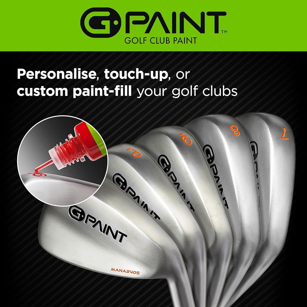 G-Paint Golf Club Paint for Touch Up/Filling/Customizing/Renovation 8-Pack 10ml Bottles Black White Red Blue Yellow Pink Orange Green