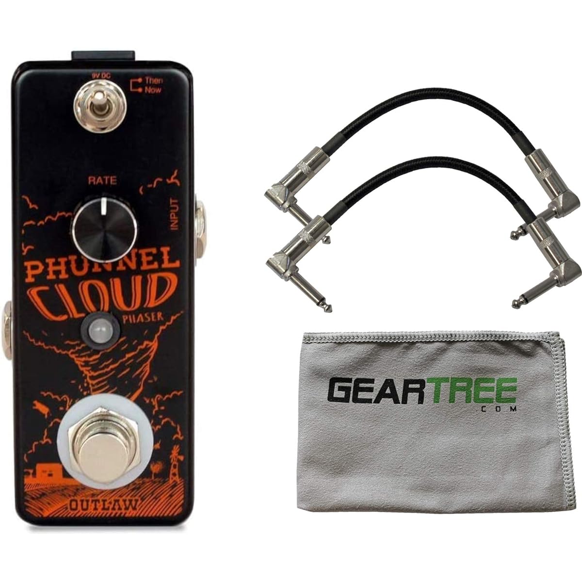 Outlaw Effect Phunnel Cloud Phaser Pedal with patch cable and cloth
