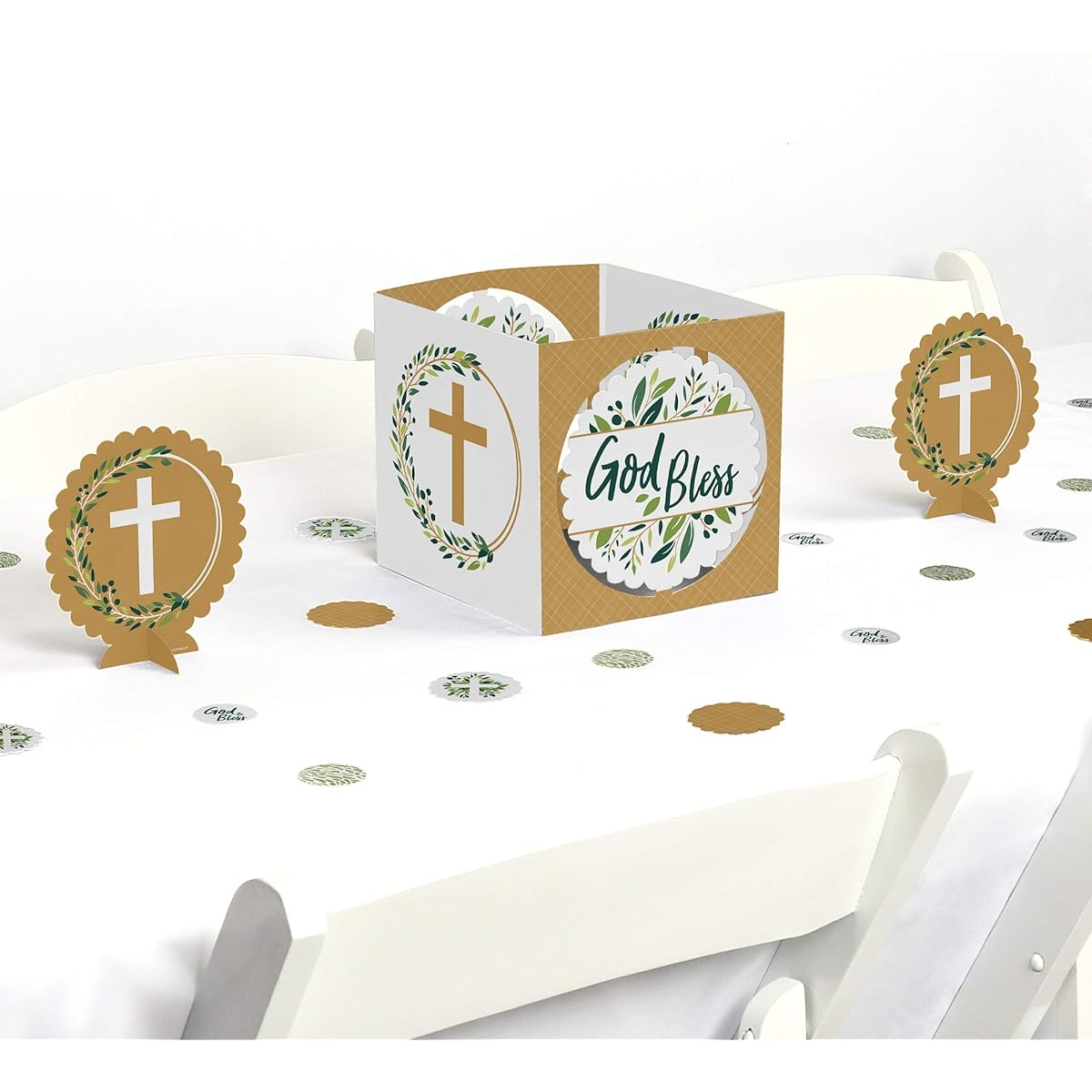 Big Dot of Happiness Elegant Cross - Religious Party Centerpiece and Table Decoration Kit