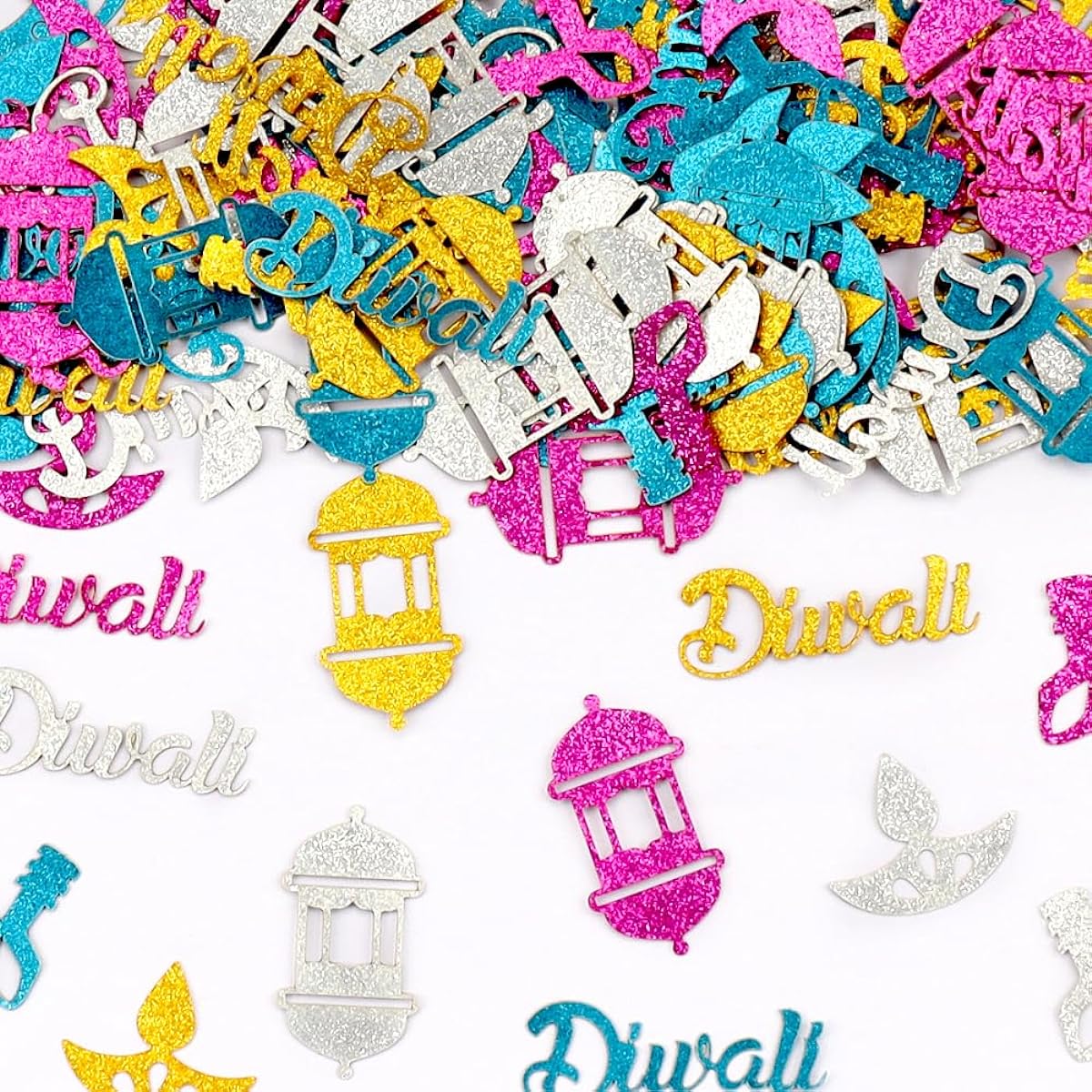 Hying Diwali Confetti for Table 200pcs Pink Gold Blue Sequins Festival of Lights Diwali Decor Home Decoration Happy Diwali Holiday Decorations Crafts Table Decoration Supplies Deepavali Table Decoration