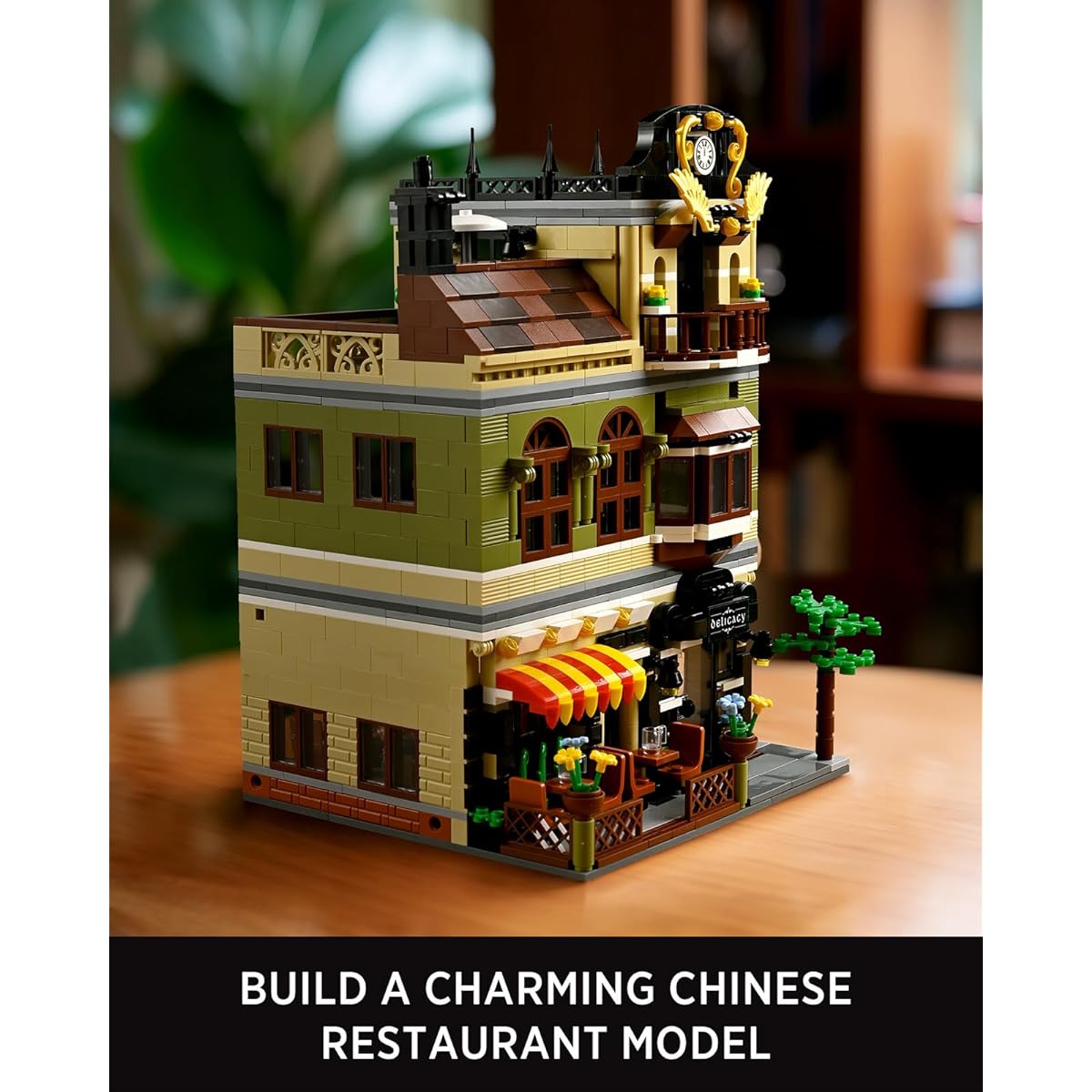 Nifeliz Chinese Restaurant 3-Story Dining Room Building Block Kit Brick Restaurant Display Model for Adults Gifts (1326 Pieces), Medium, Corlorful