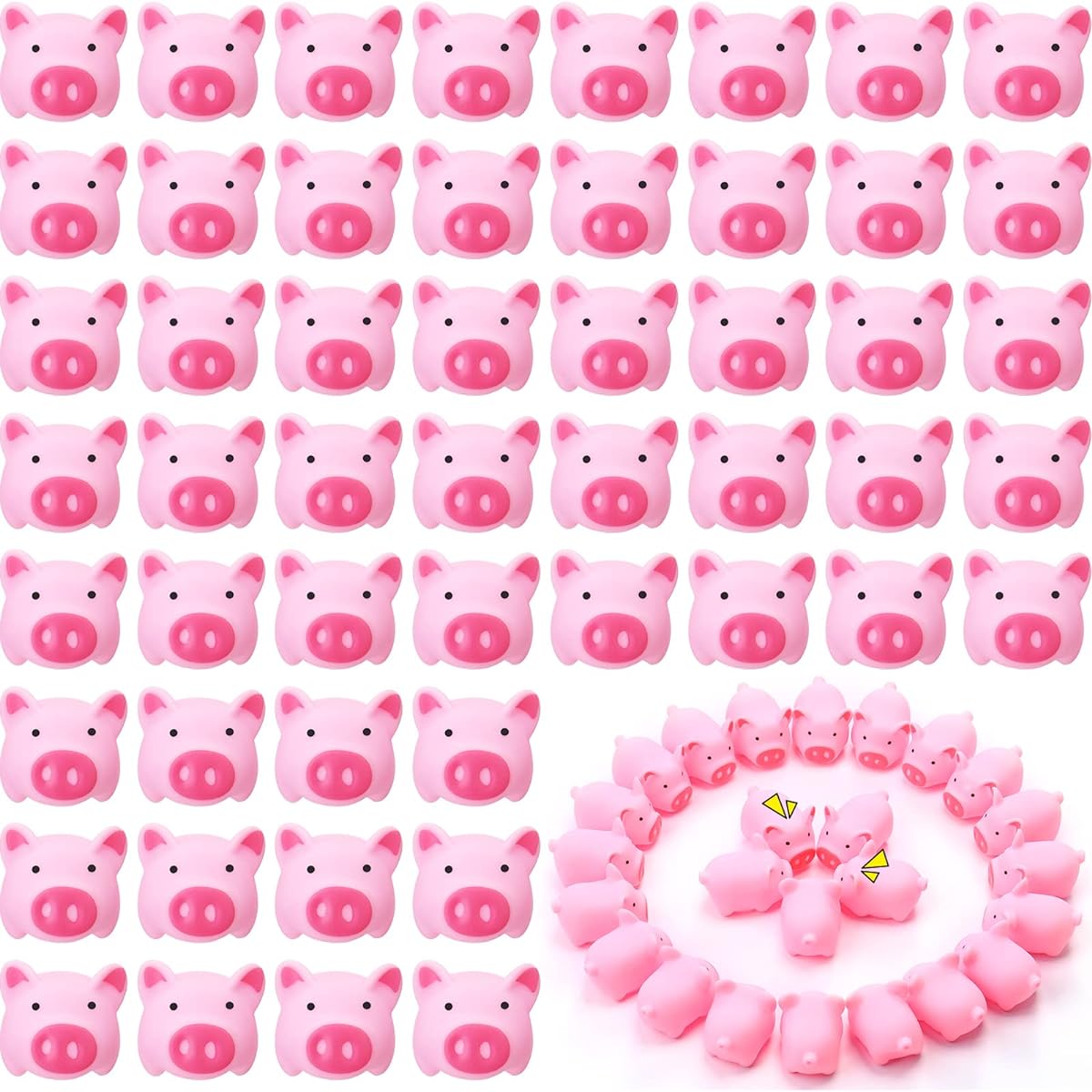 Lenwen 300pcs Rubber Pig Bath Toys Bulk Small Pig Toys Floating and Squealing Pig Toys Pink Pig Bathtub Toys Shower Halloween Christmas Birthday Party Supplies 1.97 x 1.38 x 1.26 Inch