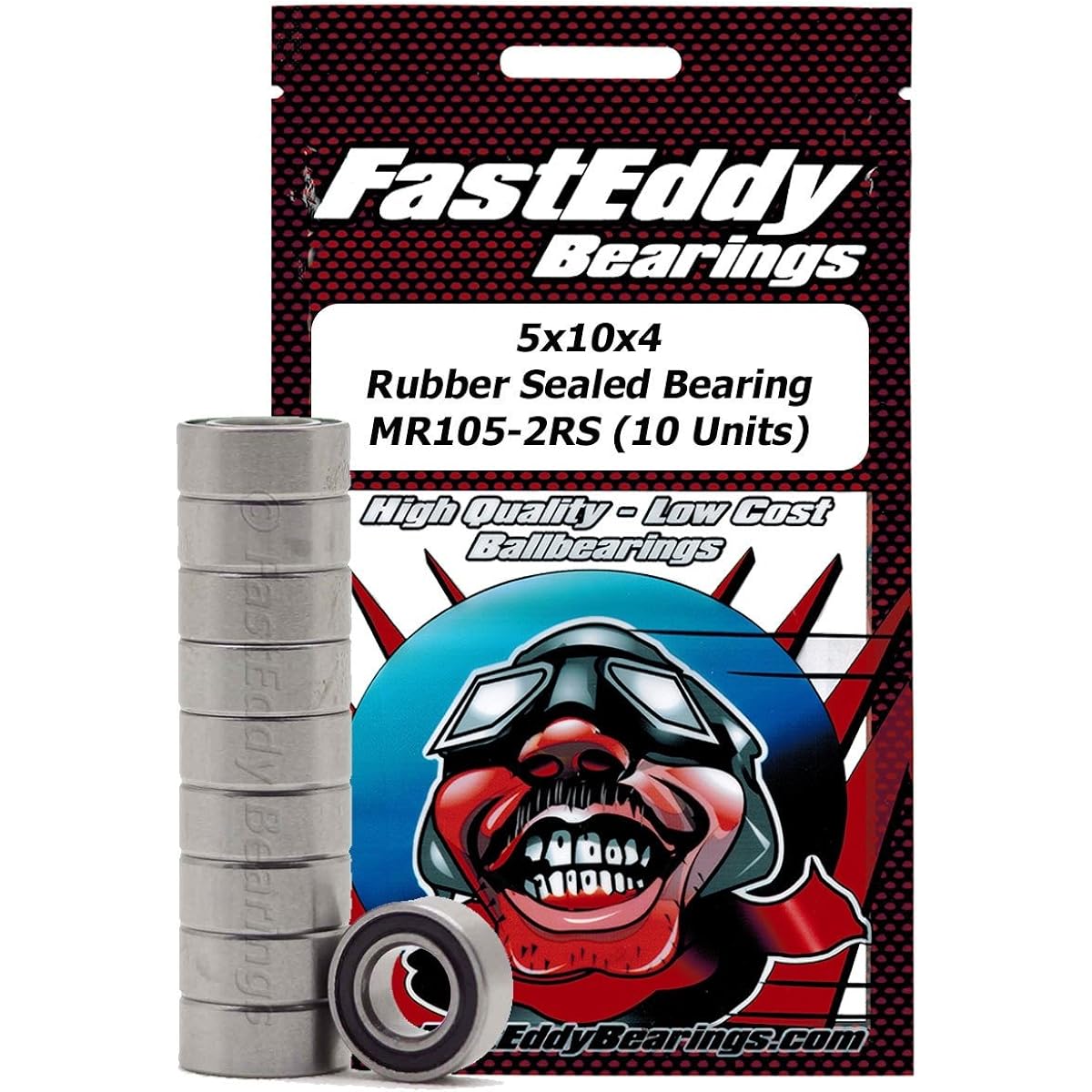 FastEddy Bearing 5x10x4 Rubber Sealed Bearing MR105-2RS (10 Units)