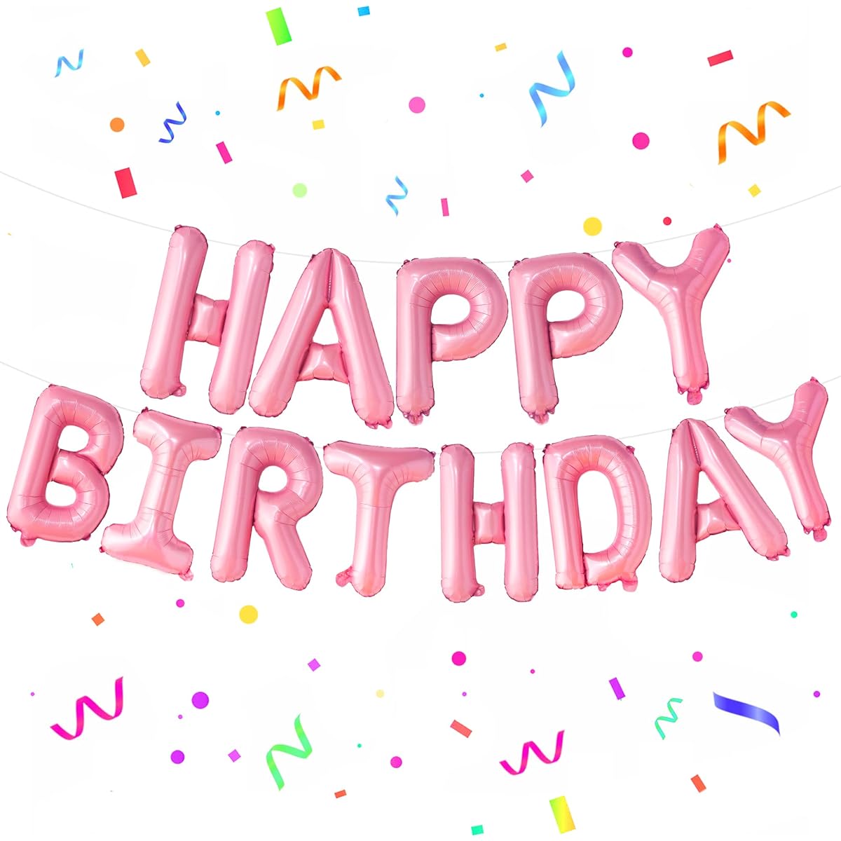 Happy Birthday foil balloon light pink