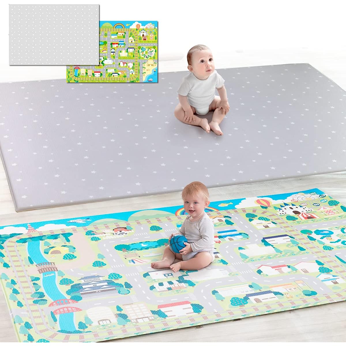 BabyGoo Baby Mat (Star Pattern + Road Map)