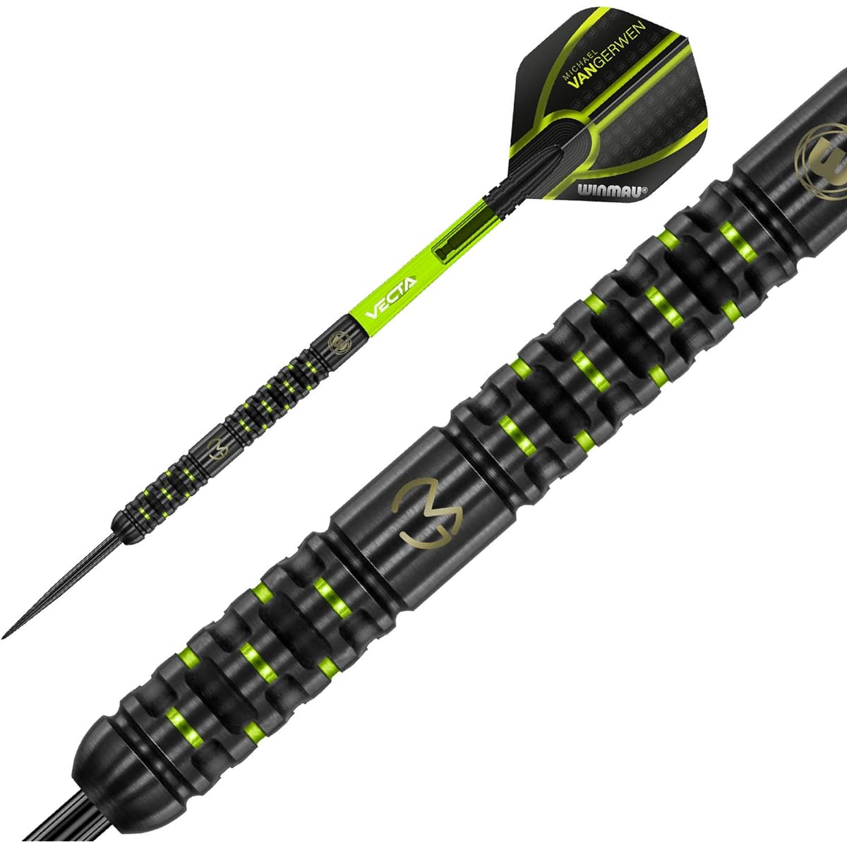 WINMAU Michael van Gerwen MvG Adrenalin Tungsten Steeltip Darts Set 23g with Prism Flights and Vecta Shafts (Stems) 1441-23