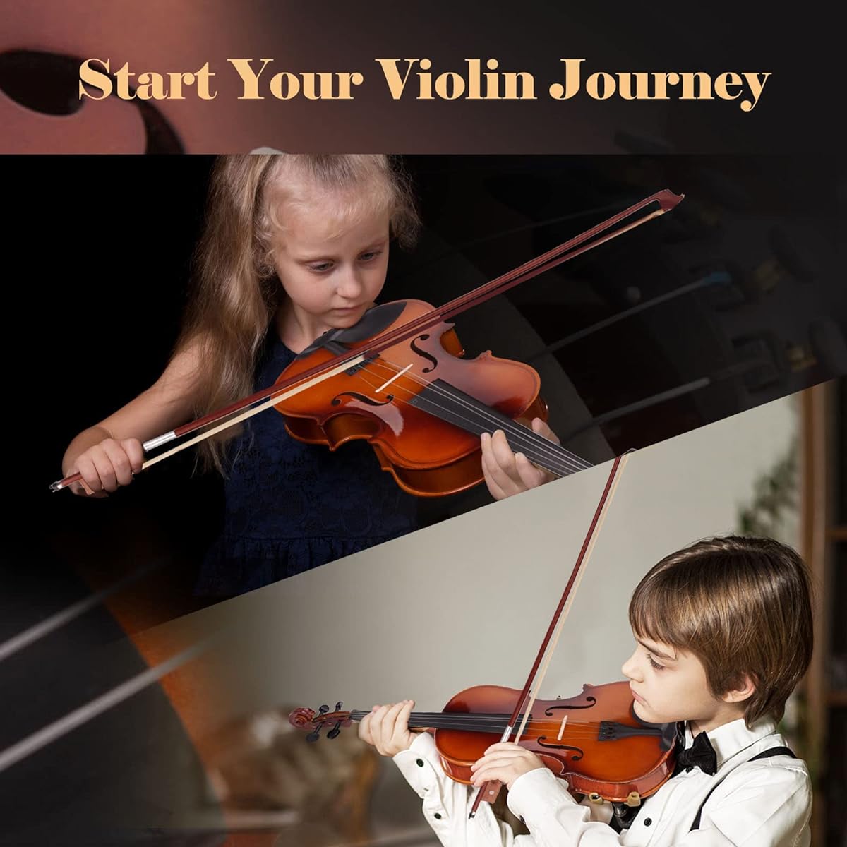 BELANITAS Violin 4/4 Full Size Fiddle Set Acoustic Violin Children Adult String Instrument Beginner Student Hard Case, Violin Ribbon, Rosin, Natural