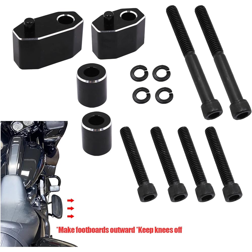 Street Glide Driver Floorboard Extension Floorboard Expansion Kit 1" 2009-2017 2018 2019 2020 2021 Touring Models Road King Electra Glide Road Glide with Bolts and Spacers