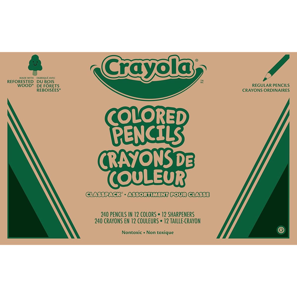 Crayola Colored Pencils Class Pack (240 Count) Bulk Classroom Supplies School Colored Pencils 12 Colors Non-Toxic