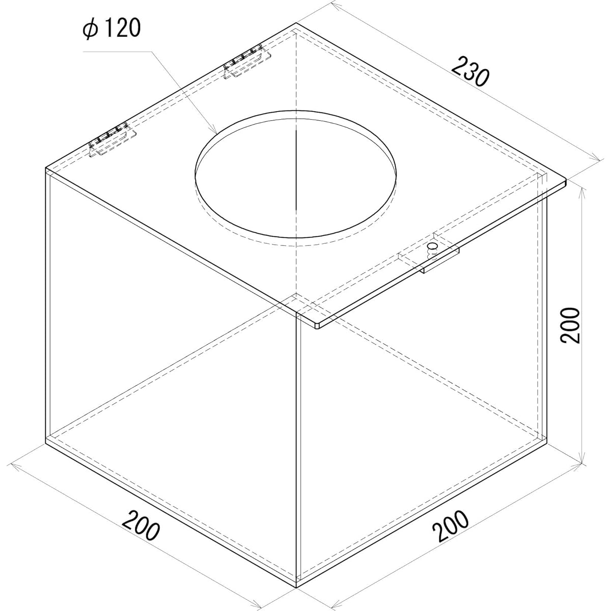 Acrylic lottery box, openable, transparent (W200×D230×H200)
