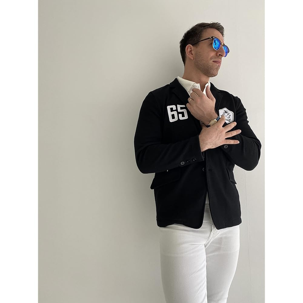 [Robert&Smith] Golf Jacket Golf Blazer "Almost Black Dark Navy" with Emblem Men's Gift…