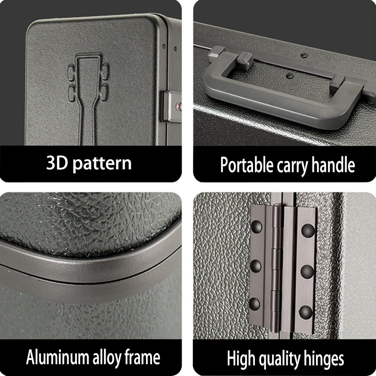 Violin Case Violin Hard Case with Hygrometer Handle Lock Zipper Backpack Strap Professional Fiddle Rectangular Hard Case Lightweight,Silver-3/4