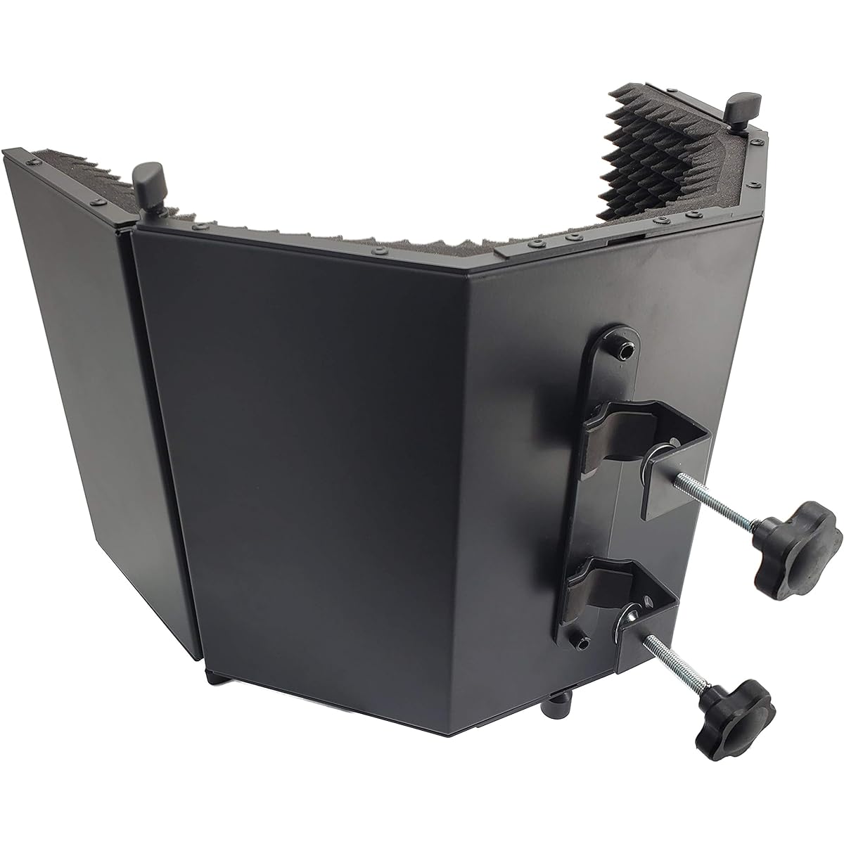 EMB Microphone Isolation Shield - Black - Foldable 3/8" Mic Thread Mount with High-Density Absorbent Foam Front & Vented Metal Backplate - Stage Right