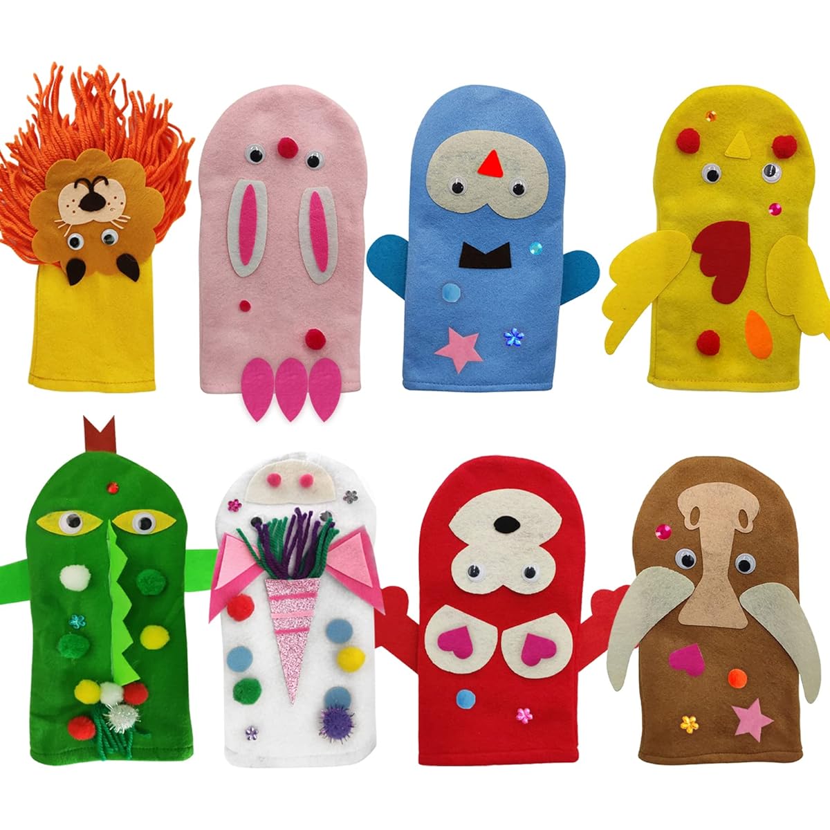 Itopstar Felt Hand Puppet Making Kit for Kids Art Craft Felt Sock Puppet Creative DIY Personal Puppet Storytelling Role Play Party Supplies for Toddlers