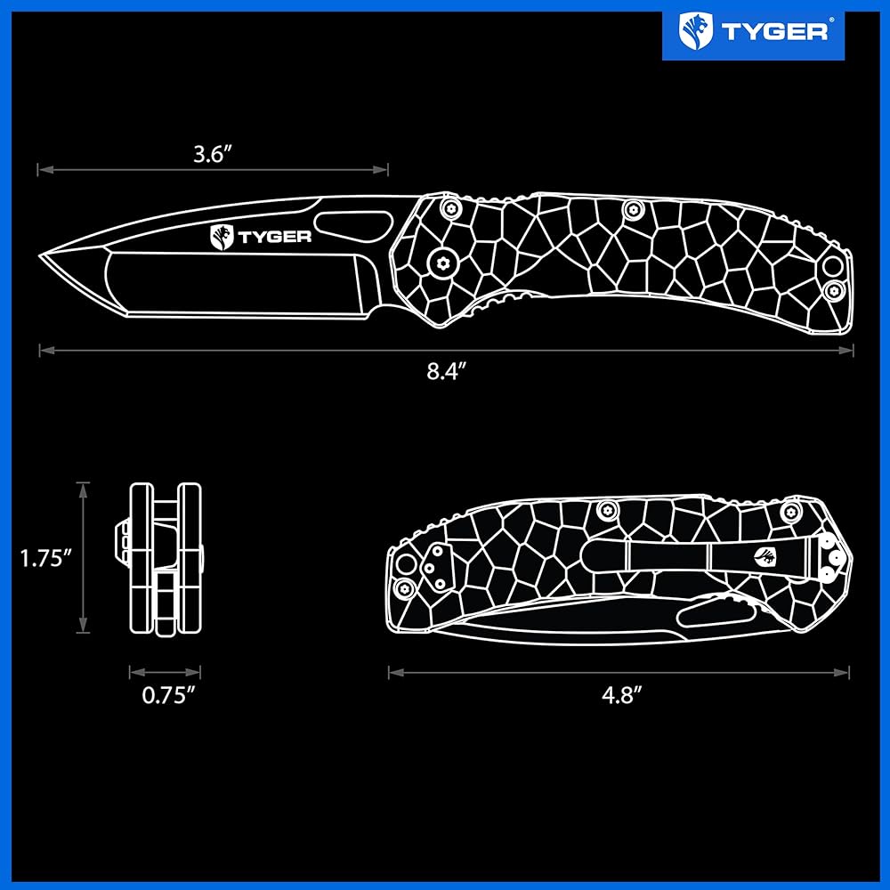 [Domestic genuine product] Tyger (Tiger) Japanese instruction manual included K4 EDC folding pocket knife (SAND)