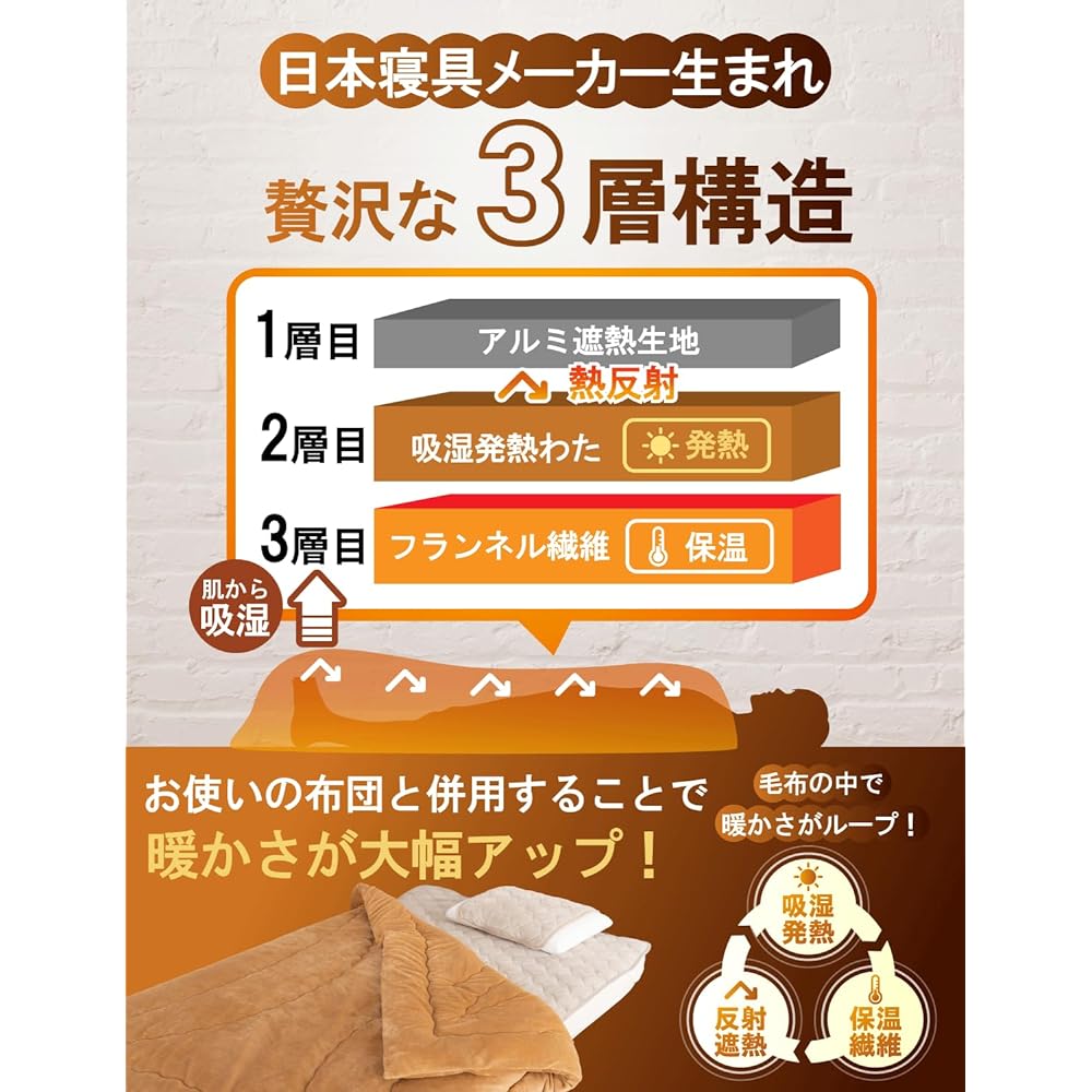 HOME COCCI Blanket, Comforter, Blanket, Single, Winter [Loop warmth] Thick, can be used as a blanket, warm blanket, warm blanket, moisture wicking, heat generating, kotatsu futon, comforter, brown
