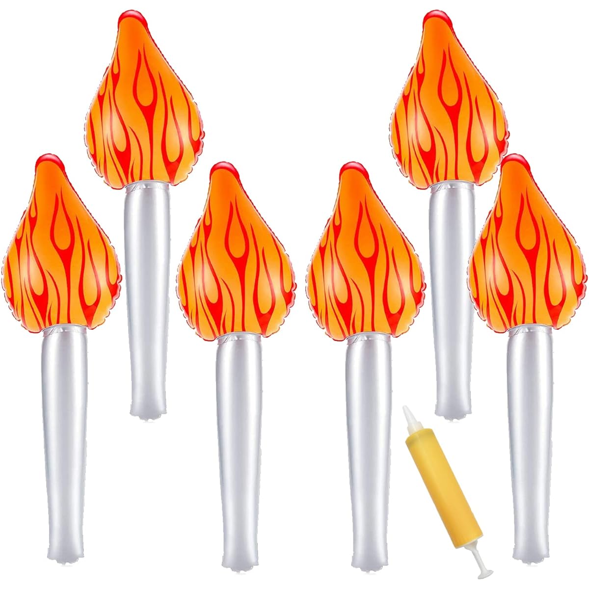 Darovly 6 Pieces Inflatable Torch Fun Torch with 1 Pump for Party Decorations, Sports Competitions, Halloween Cosplay, Gifts and Rewards