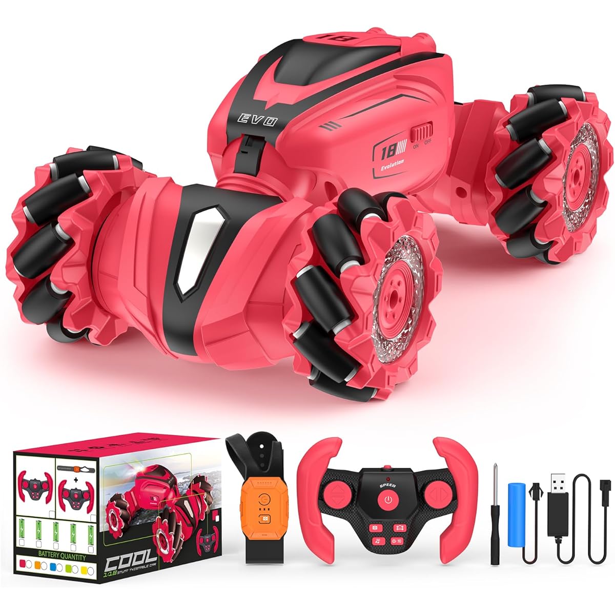 AONGAN RC Crawler Remote Control High Speed Stunt Car with 360° Flips and Drift Gesture Control 2.4Ghz Rechargeable RC Car for Ages 6+ (Blue)