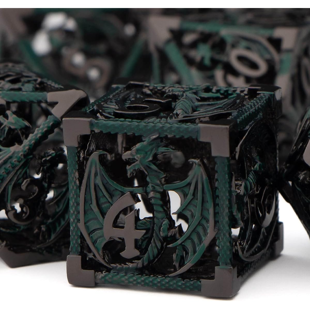KERWELLSI Metal Hollow DND Dice Set with Box, Blue Dungeons and Dragons Dice Set D&D with Gift Box, Role Playing Polyhedral Dice Set, D and D RPG D20 D12 D10 D8 D6 D4 Dice