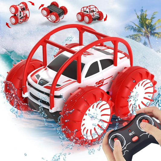 Remote Control Car Amphibious Radio Control Car 360° Flip Rotation Stunt Car for Kids Cool LED 2.4GHz 4WD Off-Road Terrain Toys Christmas Birthday Gifts for Toddlers 3 4 5 6 7 8 9 10 11 12 Years Old Boys Girls