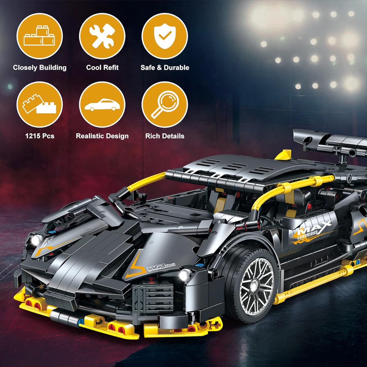 WINGIFT 1215 Pieces Sports Car Building Blocks Toy Boys or Adult Kit 1:14 Race Car Model Building Set for Adults Collector Model Car Set STEM Super Car Set for Boys 6-12 Years 8-14 Years
