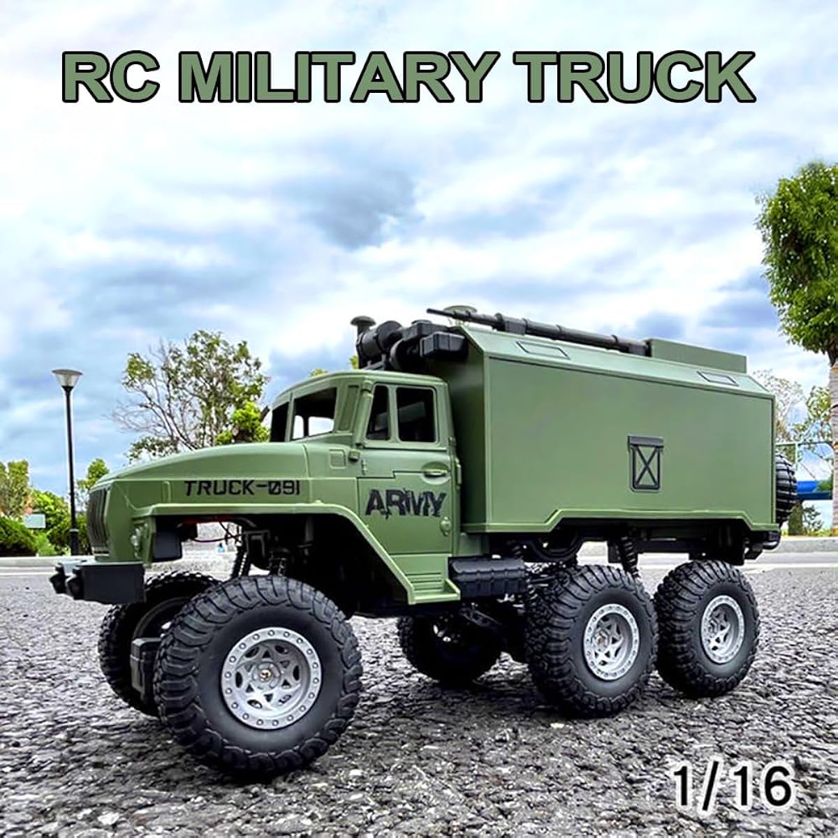 KNACKTOYZ RC Military Truck for Boys 4-7 1:16 Remote Control 4WD Off-Road Crawler Army Car Toy with 2 Rechargeable Batteries All Terrain Toy Vehicle with Lights Birthday Kids