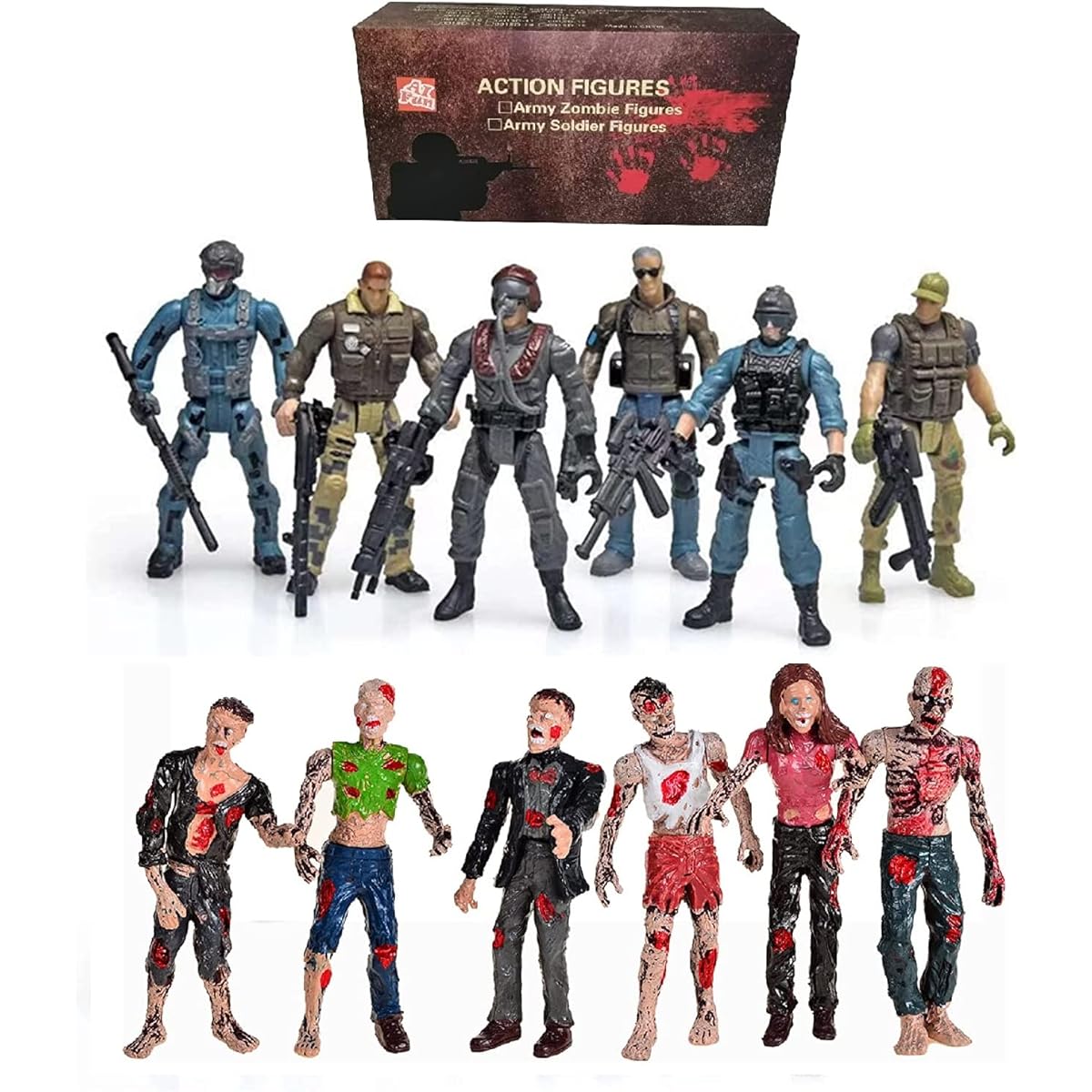 Ai-Fun 12 Piece Action Figure Set Special Forces Soldier Figures Fighting Zombie Dead and Mercenary Figures Action Figures for Kids (Zombies and Mercenaries)