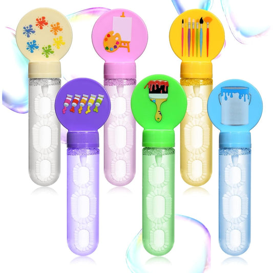 24 Pieces Art Painting Bubble Wands, Art Birthday Party Favors, Art Bubble Blowing Toys for Kids, Cute Bubble Makers for Children Adults, Birthday, Back to School, Bath Time, Summer, Indoor, Outdoor