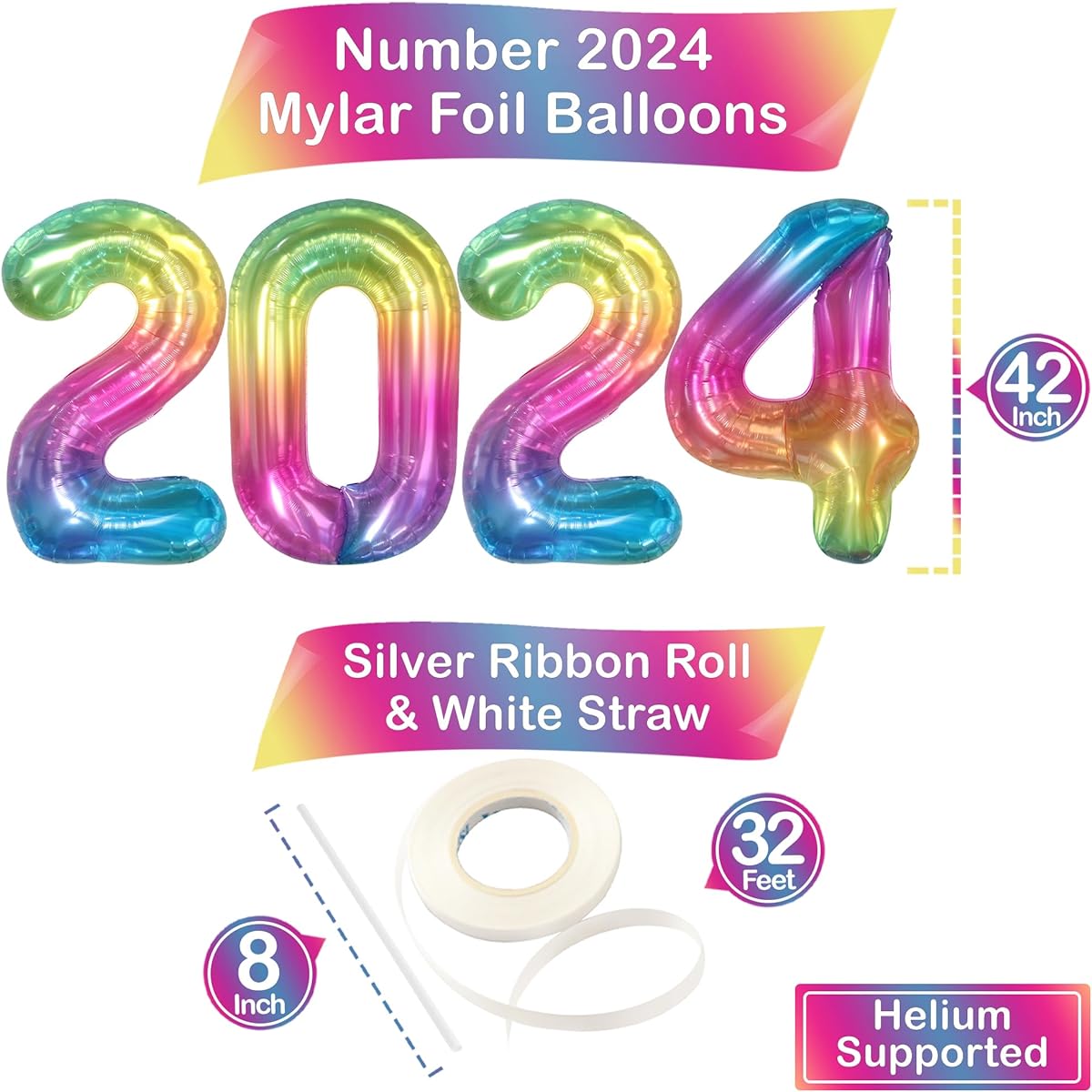 KatchOn Giant Rainbow 2023 Balloons Numbers - 40 Inch | 2023 Rainbow Balloons Rainbow Graduation Decorations 2023 | Graduation Party Decorations 2023 Rainbow Graduation Decorations Class of 2023 Balloons
