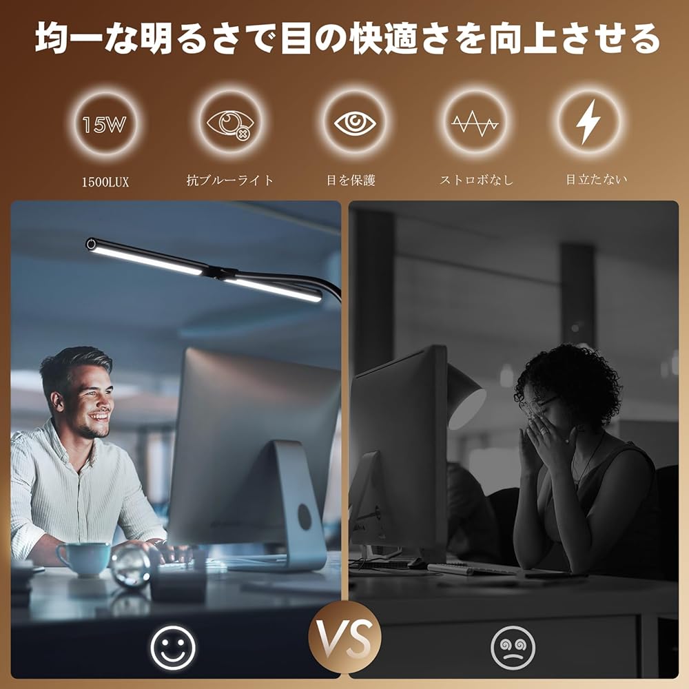 Quntis LED Desk Light Desk Lamp 1500Lux High Brightness Width 80cm Double Light Source 4 Level Dimming/Color Temperature Ra>95 High Color Rendering Desk Lamp Stand Light Tabletop Light Touch Sensor Type Multi-Angle Adjustment For Tabletop/Reading/Study/W