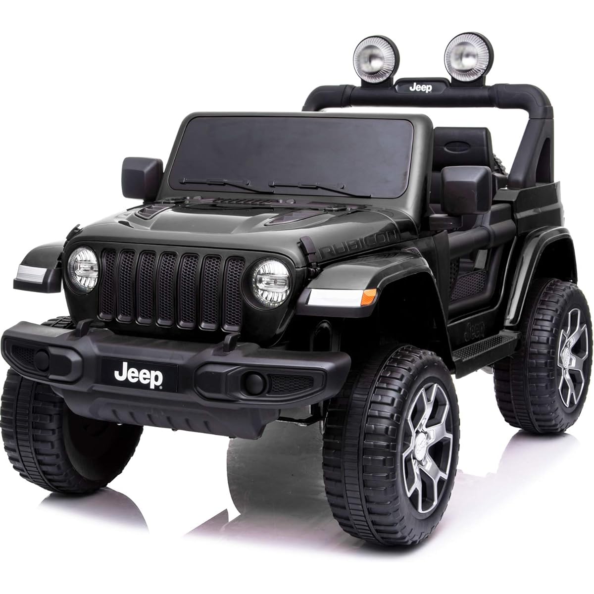 Electric Ride-On Car, Ride-On Radio-Controlled Jeep Wrangler Rubicon, JEEP WRANGLER RUBICON, Electric Ride-On Radio-Controlled Car, Ride-On Toy, Electric Car, Car Toy, Vehicle Toy (BLACK)