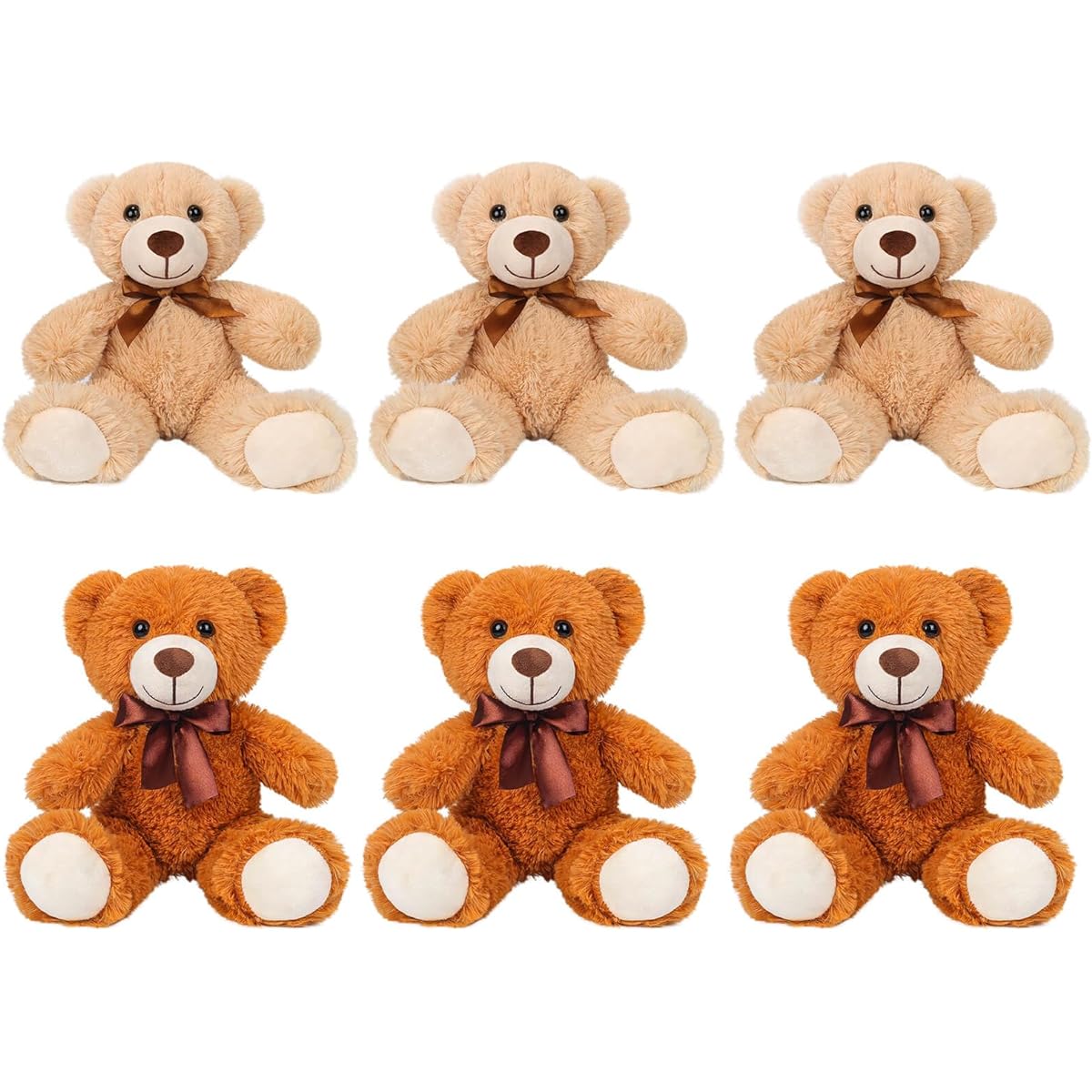 Seyomi 6 Pack Teddy Bear Stuffed Animals Teddy Bears Bulk Toys Gifts for Kids 13.7 Inch Dark Brown
